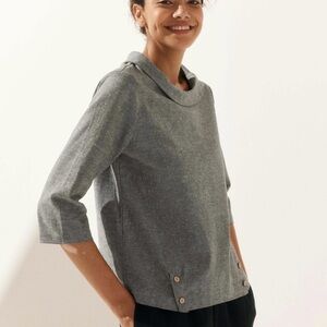 Lintico NWT Linen Round Soft-Fold Collar Top Size Large